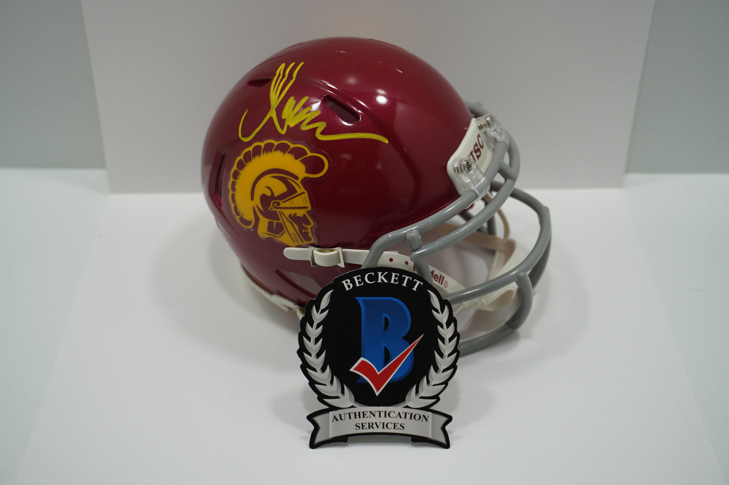 MARCUS ALLEN USC TROJANS SIGNED Riddell Mini Helmet RAIDERS BAS COA