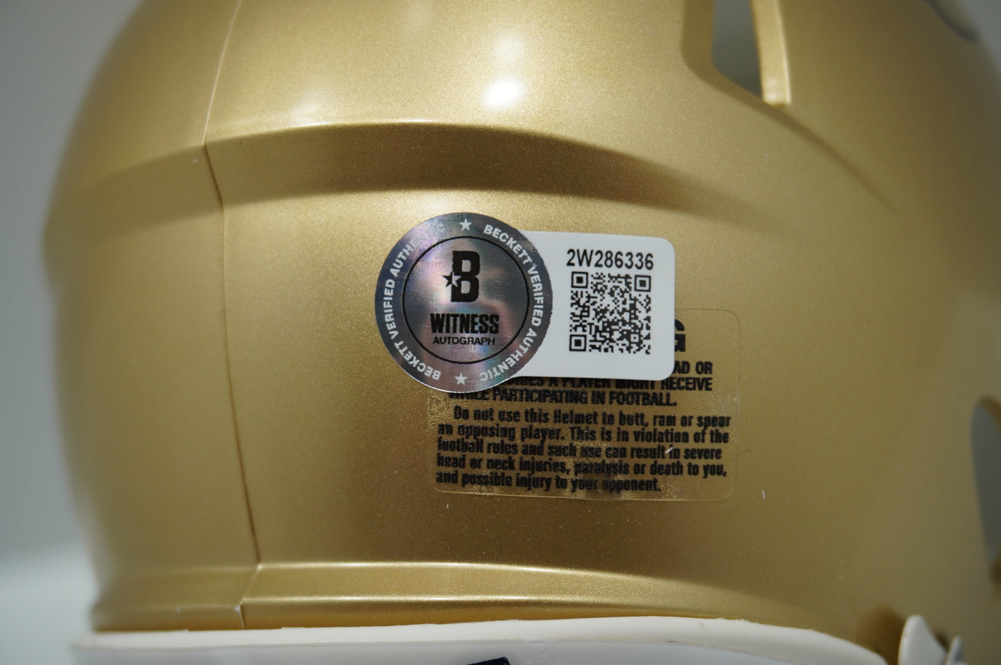 TIM BROWN SIGNED NOTRE DAME FIGHTING IRISH Riddell MINI HELMET BAS COA