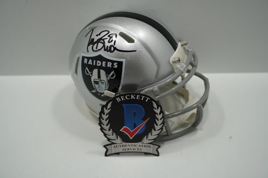 TIM BROWN SIGNED LA OAKLAND RAIDERS Riddell MINI HELMET BAS COA