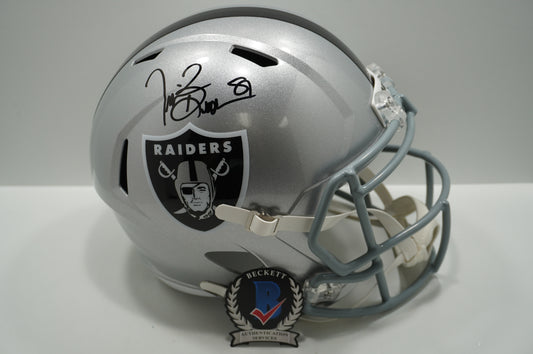 TIM BROWN SIGNED LA OAKLAND RAIDERS Riddell FULL SIZE HELMET BAS COA