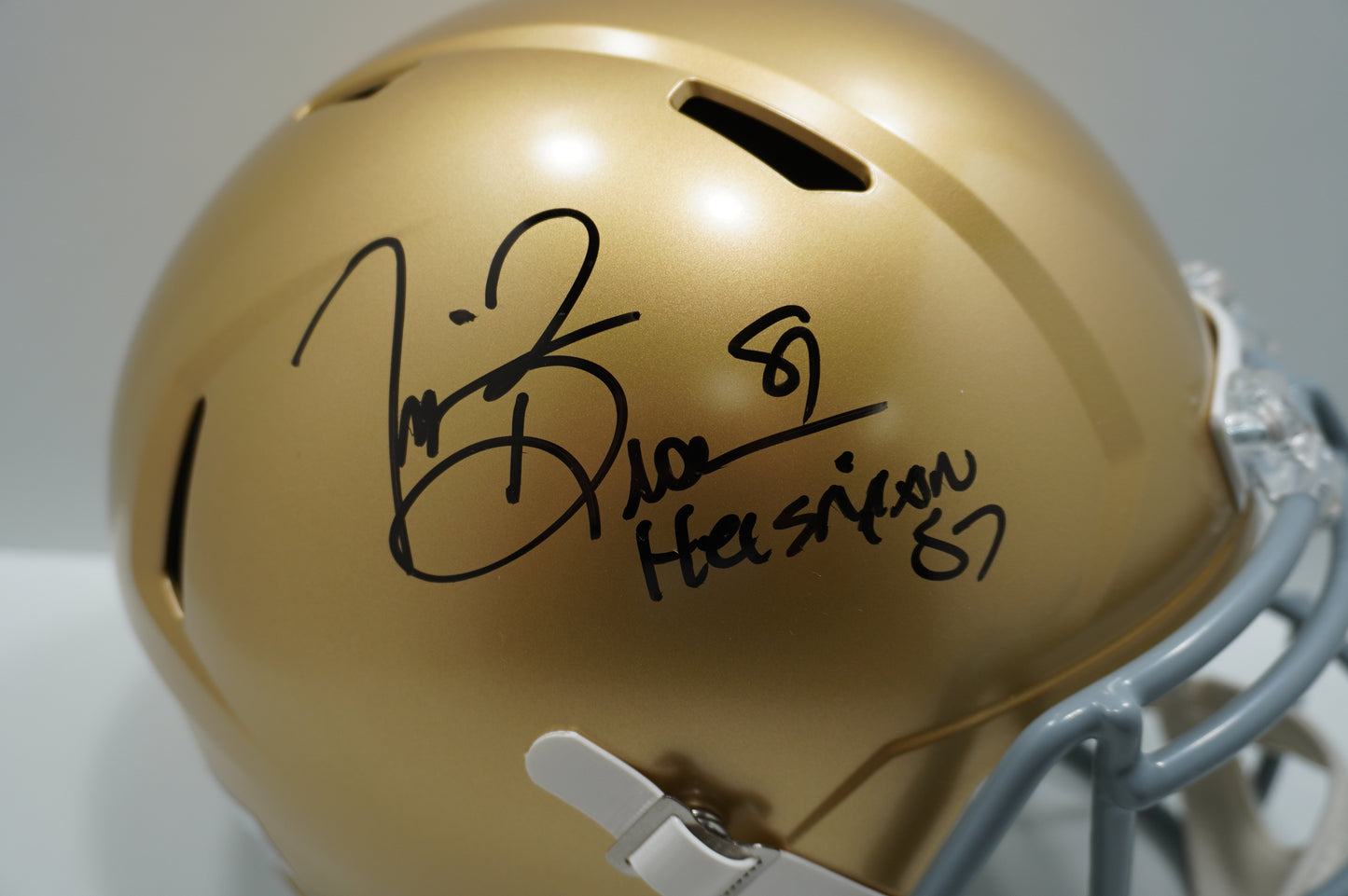 TIM BROWN SIGNED NOTRE DAME FIGHTING IRISH Riddell FULL SIZE HELMET w/Heis BAS