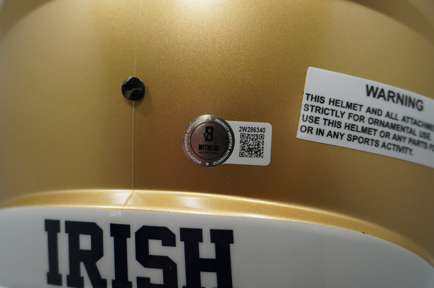 TIM BROWN SIGNED NOTRE DAME FIGHTING IRISH Riddell FULL SIZE HELMET w/Heis BAS