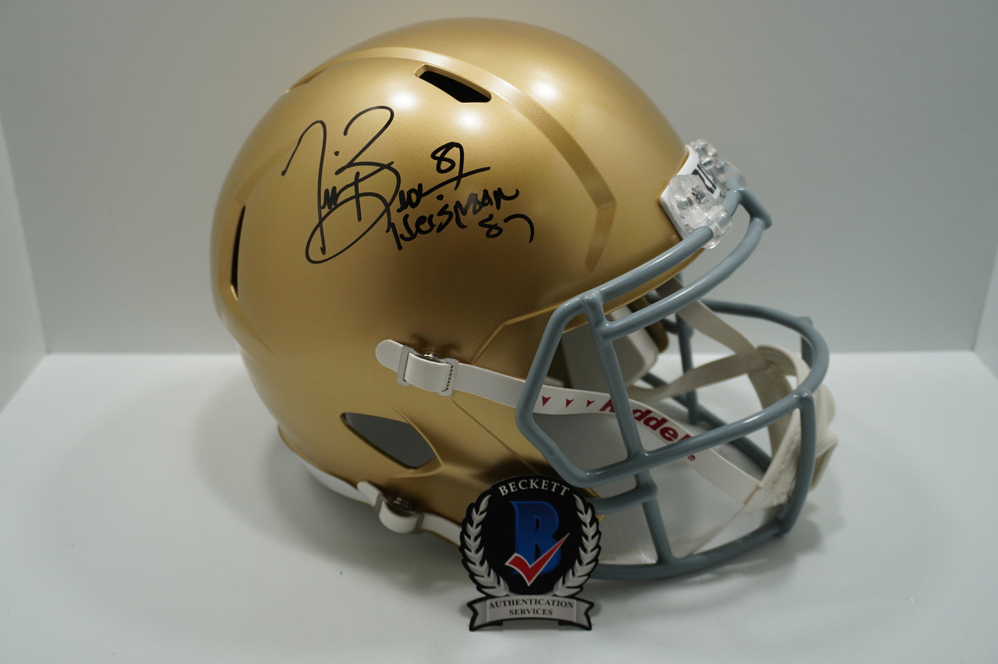 TIM BROWN SIGNED NOTRE DAME FIGHTING IRISH Riddell FULL SIZE HELMET w/Heis BAS