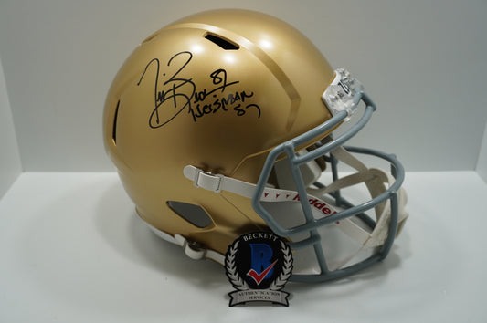 TIM BROWN SIGNED NOTRE DAME FIGHTING IRISH Riddell FULL SIZE HELMET w/Heis BAS