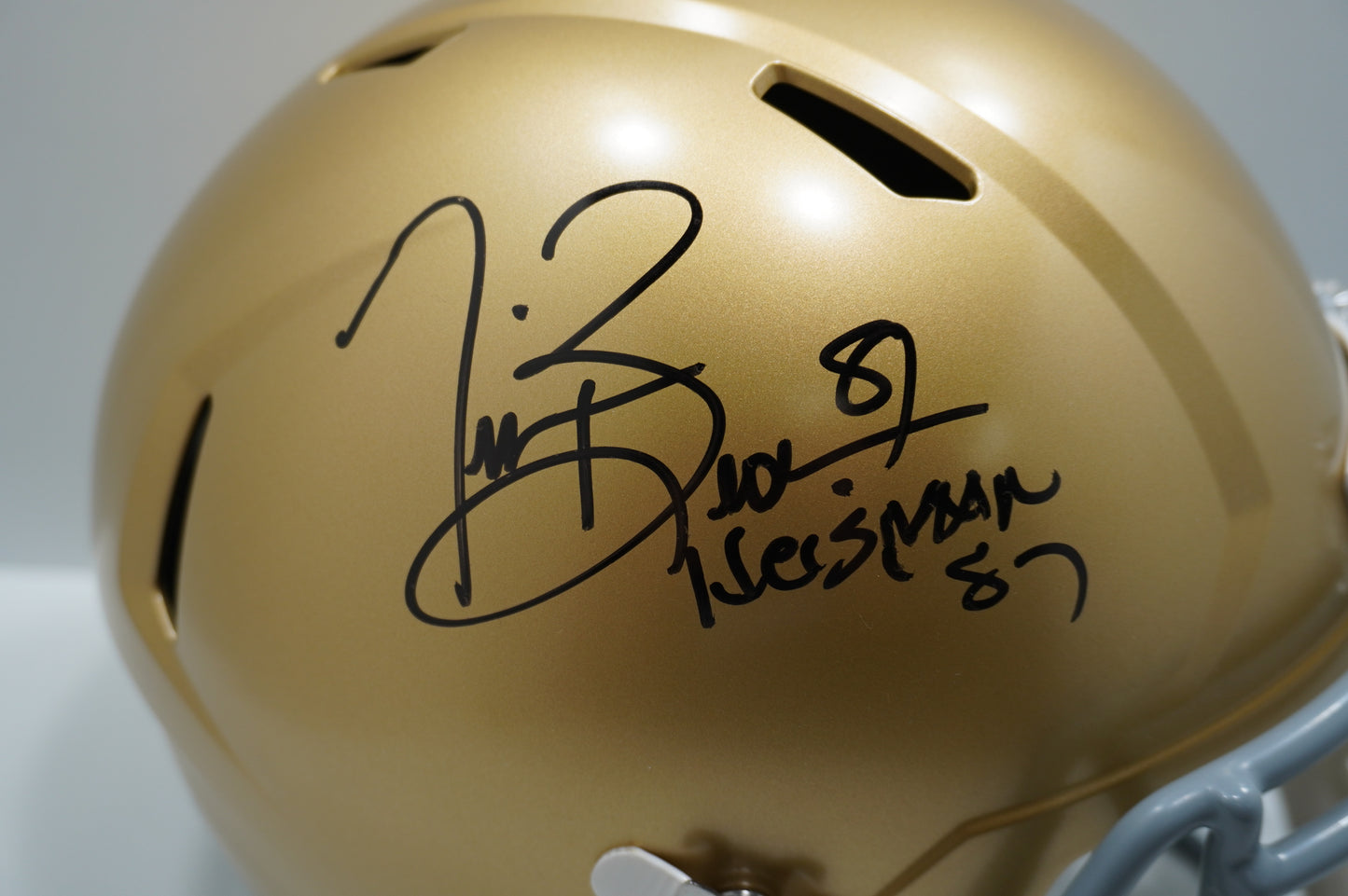 TIM BROWN SIGNED NOTRE DAME FIGHTING IRISH Riddell FULL SIZE HELMET w/Heis BAS