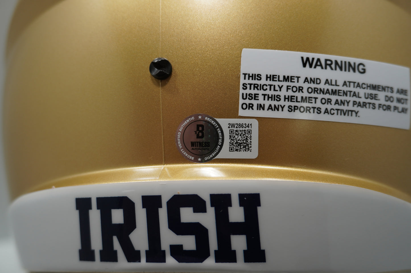 TIM BROWN SIGNED NOTRE DAME FIGHTING IRISH Riddell FULL SIZE HELMET w/Heis BAS