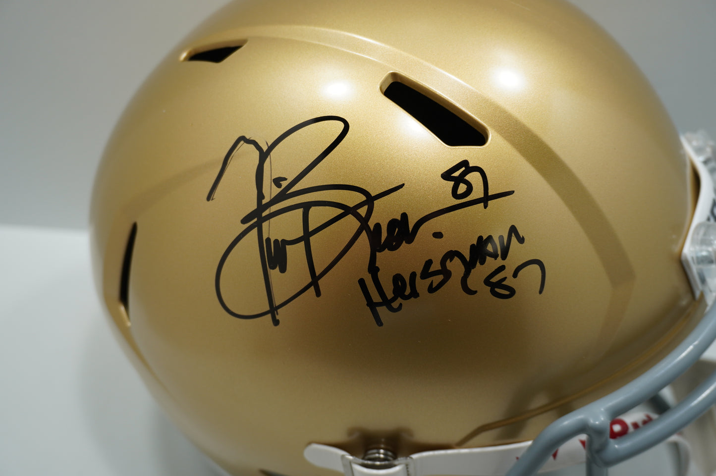 TIM BROWN SIGNED NOTRE DAME FIGHTING IRISH Riddell FULL SIZE HELMET w/Heis BAS