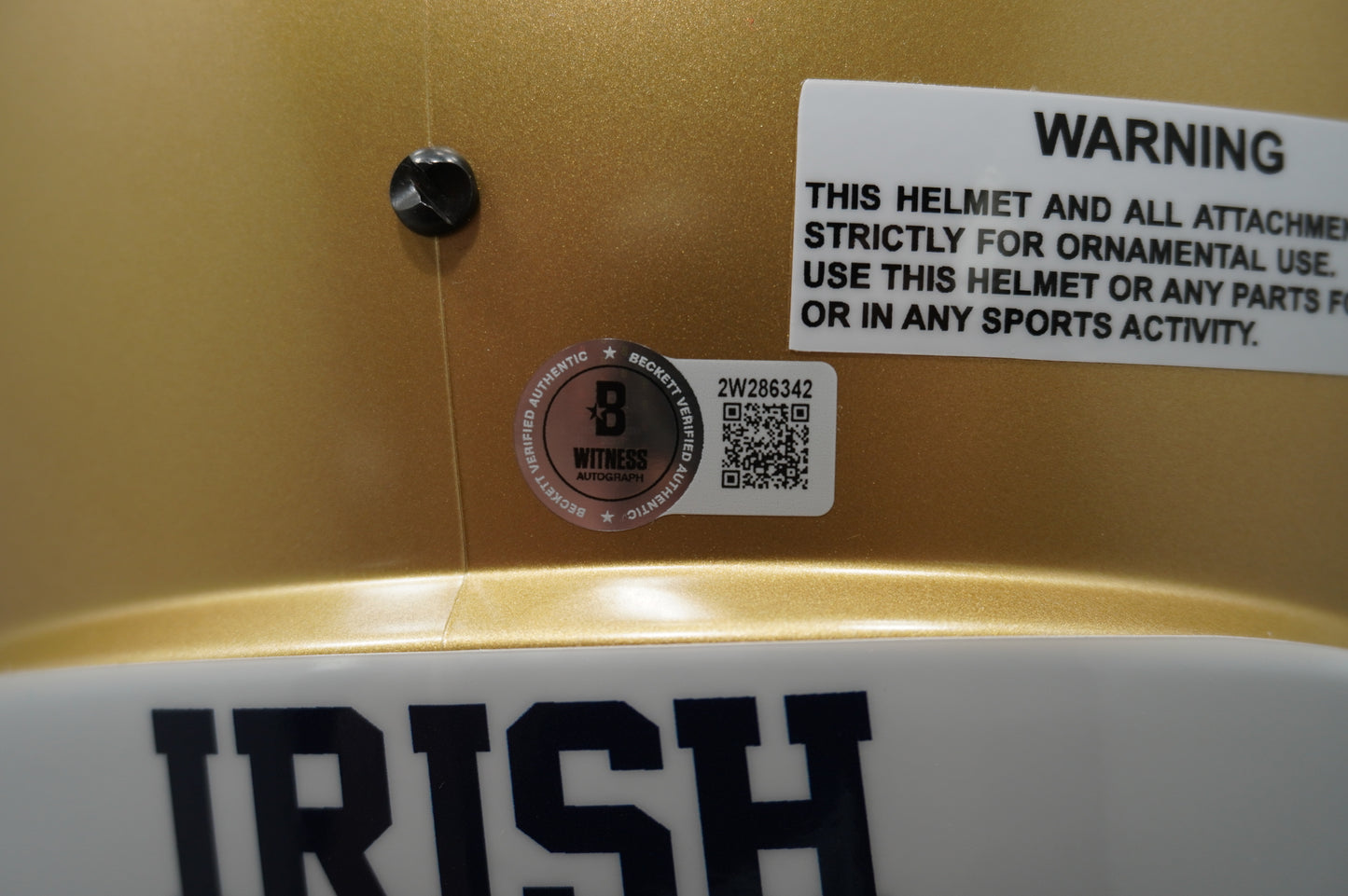 TIM BROWN SIGNED NOTRE DAME FIGHTING IRISH Riddell FULL SIZE HELMET w/Heis BAS