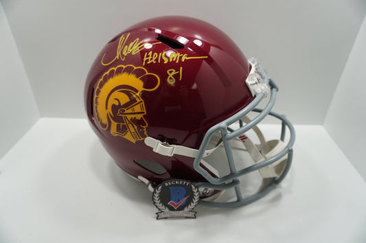 MARCUS ALLEN USC TROJANS SIGNED Riddell Full Size Helmet w/HEISMAN RAIDERS BAS
