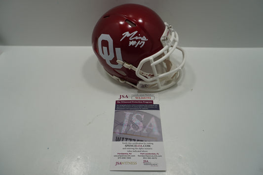 MARVIN MIMS OU OKLAHOMA SOONERS SIGNED Mini Helmet DENVER BRONCOS JSA
