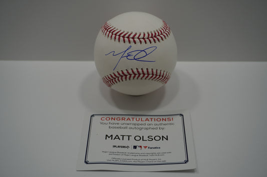 MATT OLSON SIGNED Rawlings OML BASEBALL Atlanta Braves Fanatics COA
