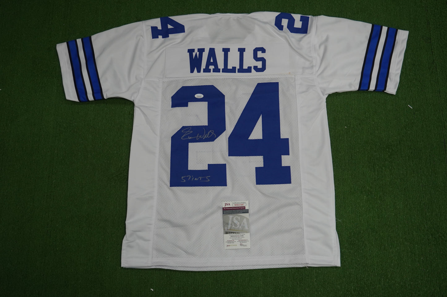 EVERSON WALLS DALLAS COWBOYS SIGNED JERSEY M NY Giants w/57 Ints JSA COA