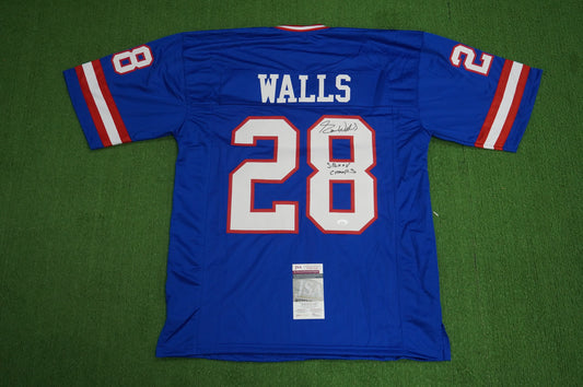 EVERSON WALLS NY Giants SIGNED JERSEY Cowboys XL w/SBXXV Champs JSA COA