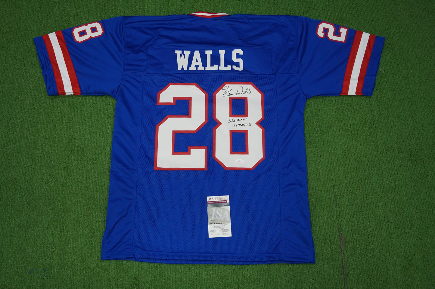 EVERSON WALLS NY Giants SIGNED JERSEY Cowboys XL w/SBXXV Champs JSA COA