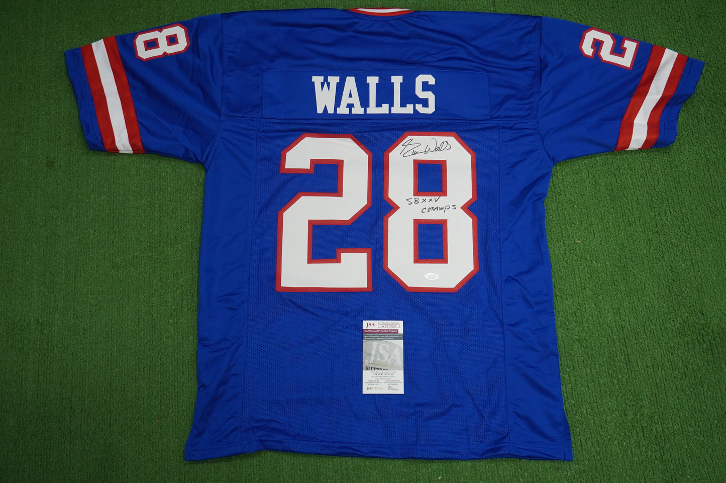 EVERSON WALLS NY Giants SIGNED JERSEY Cowboys XL w/SBXXV Champs JSA COA