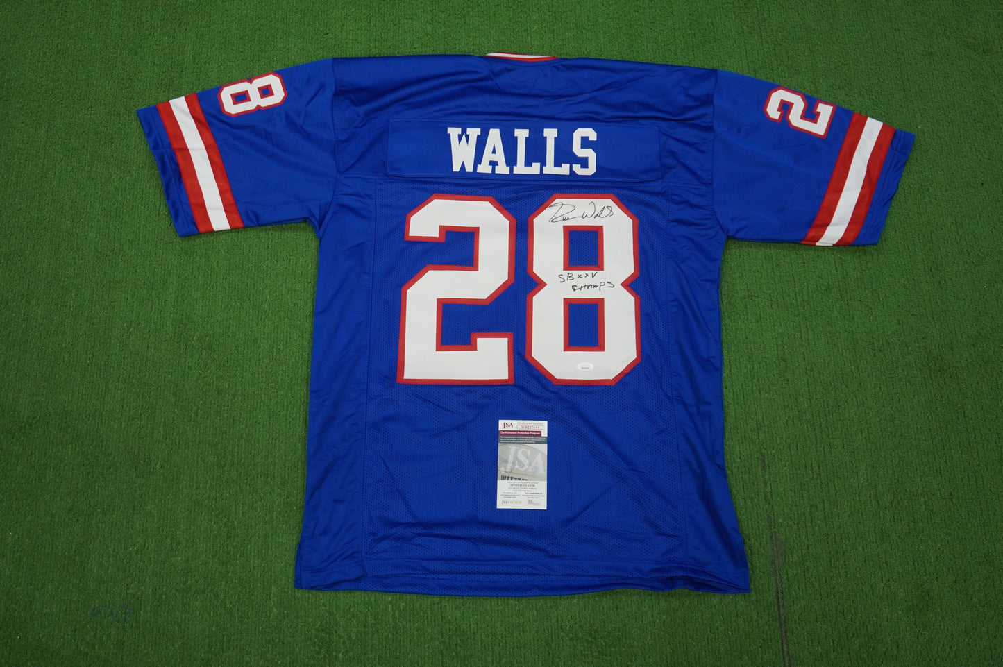 EVERSON WALLS NY Giants SIGNED JERSEY Cowboys XL w/SBXXV Champs JSA COA