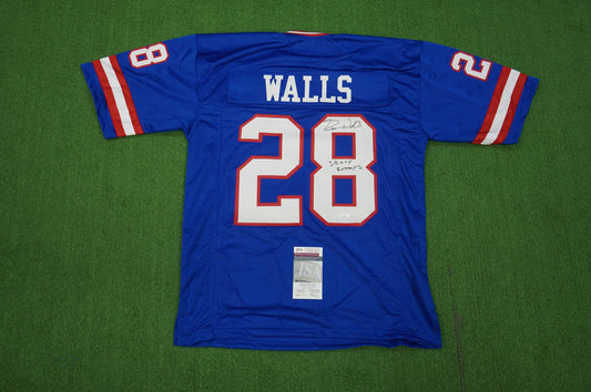 EVERSON WALLS NY Giants SIGNED JERSEY Cowboys XL w/SBXXV Champs JSA COA