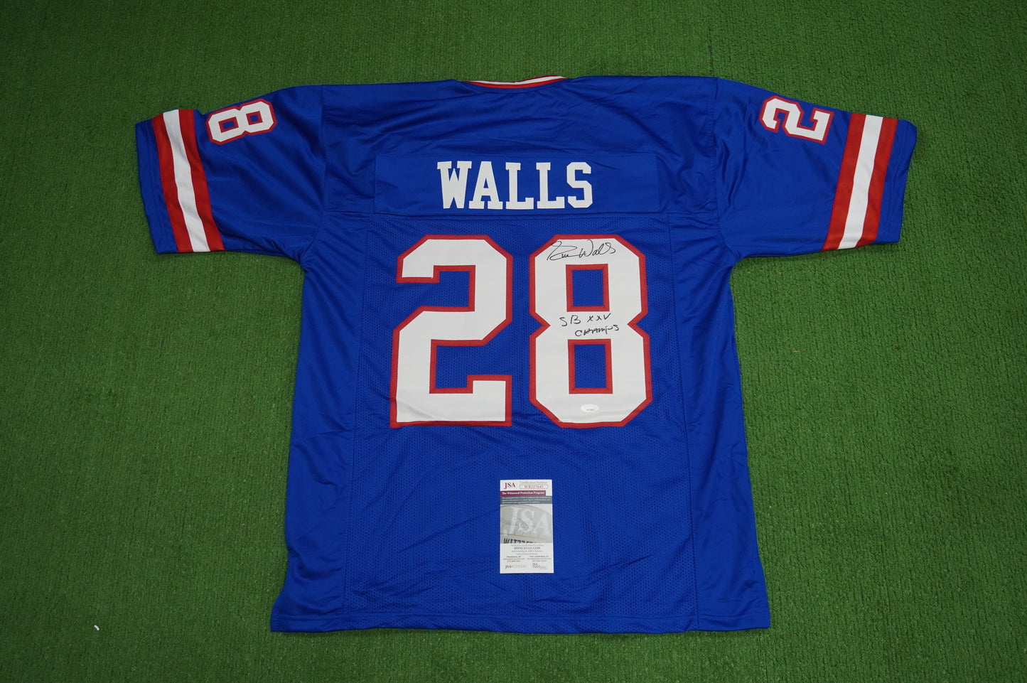 EVERSON WALLS NY Giants SIGNED JERSEY Cowboys XL w/SBXXV Champs JSA COA