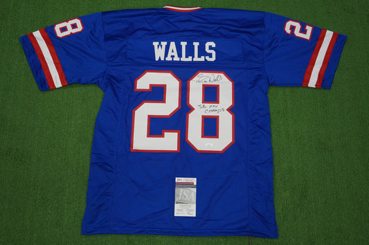 EVERSON WALLS NY Giants SIGNED JERSEY Cowboys XL w/SBXXV Champs JSA COA