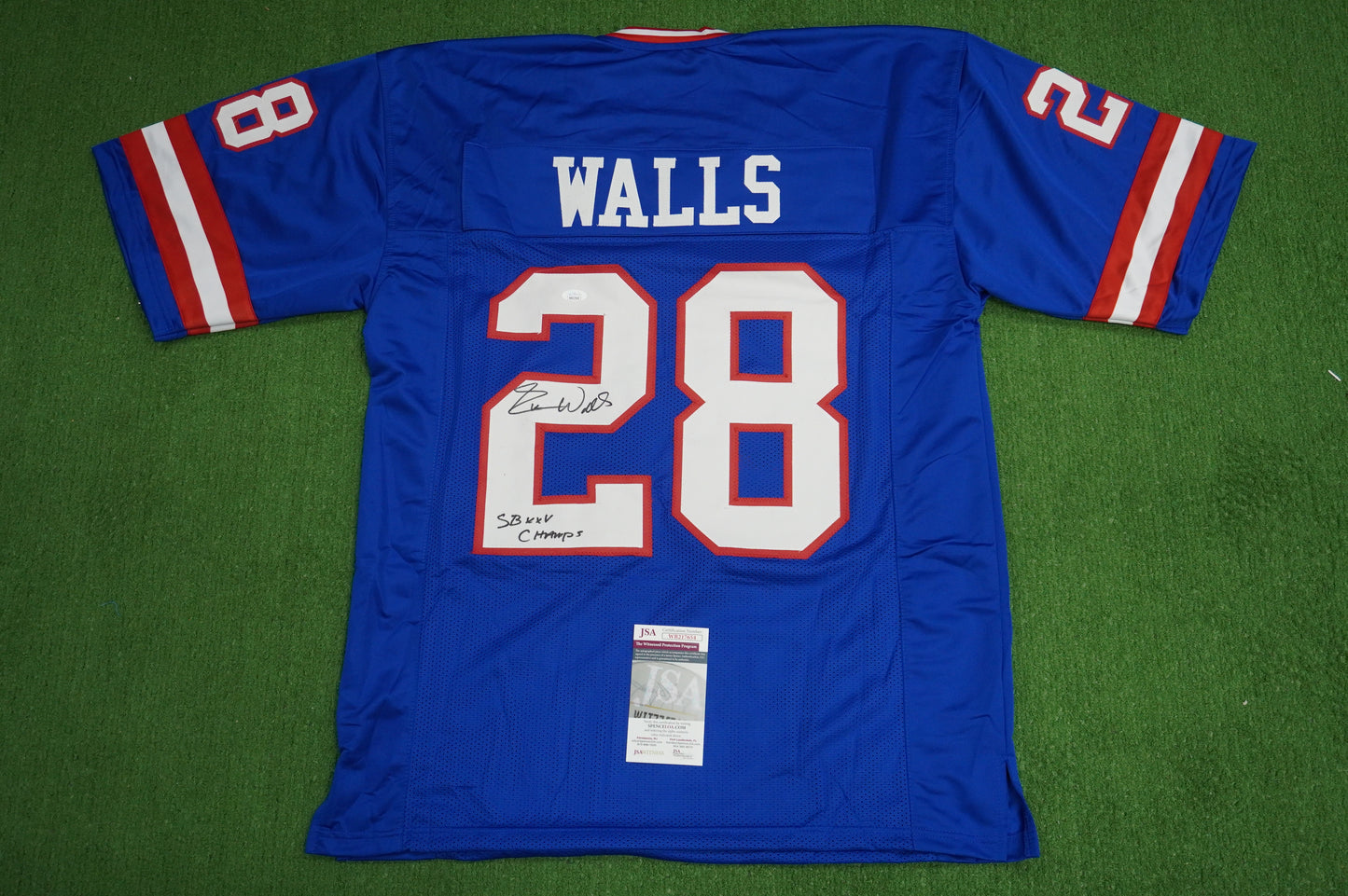 EVERSON WALLS NY Giants SIGNED JERSEY Cowboys XL w/SBXXV Champs JSA COA