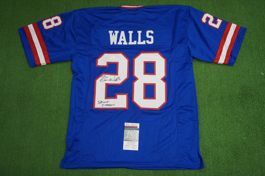 EVERSON WALLS NY Giants SIGNED JERSEY Cowboys XL w/SBXXV Champs JSA COA