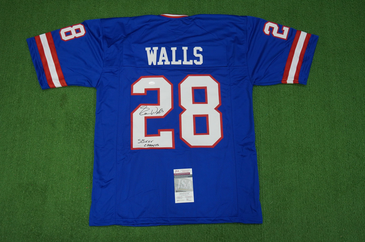 EVERSON WALLS NY Giants SIGNED JERSEY Cowboys XL w/SBXXV Champs JSA COA