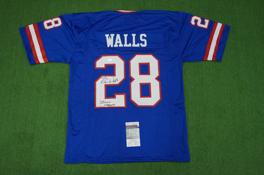 EVERSON WALLS NY Giants SIGNED JERSEY Cowboys XL w/SBXXV Champs JSA COA
