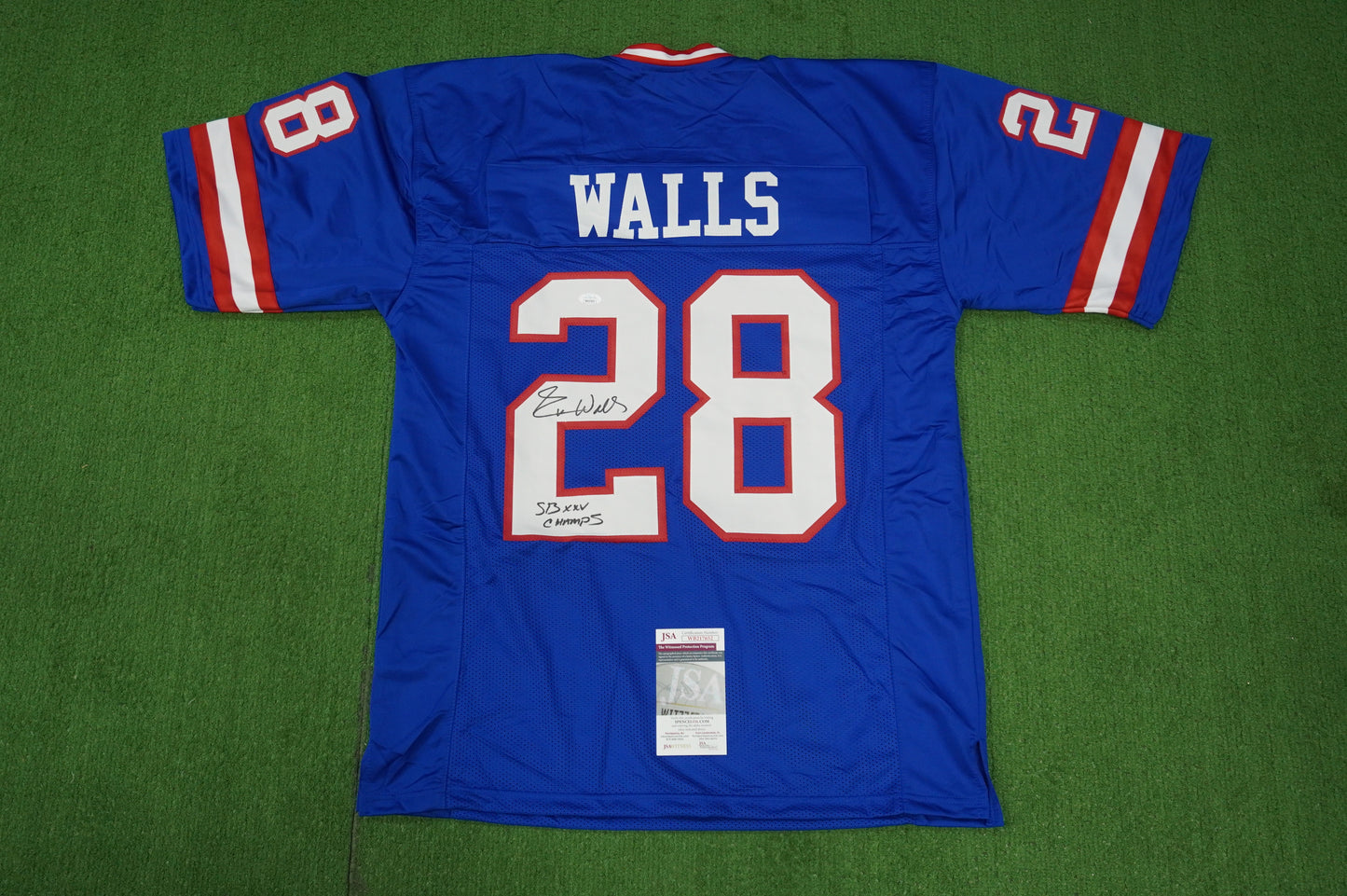 EVERSON WALLS NY Giants SIGNED JERSEY Cowboys XL w/SBXXV Champs JSA COA