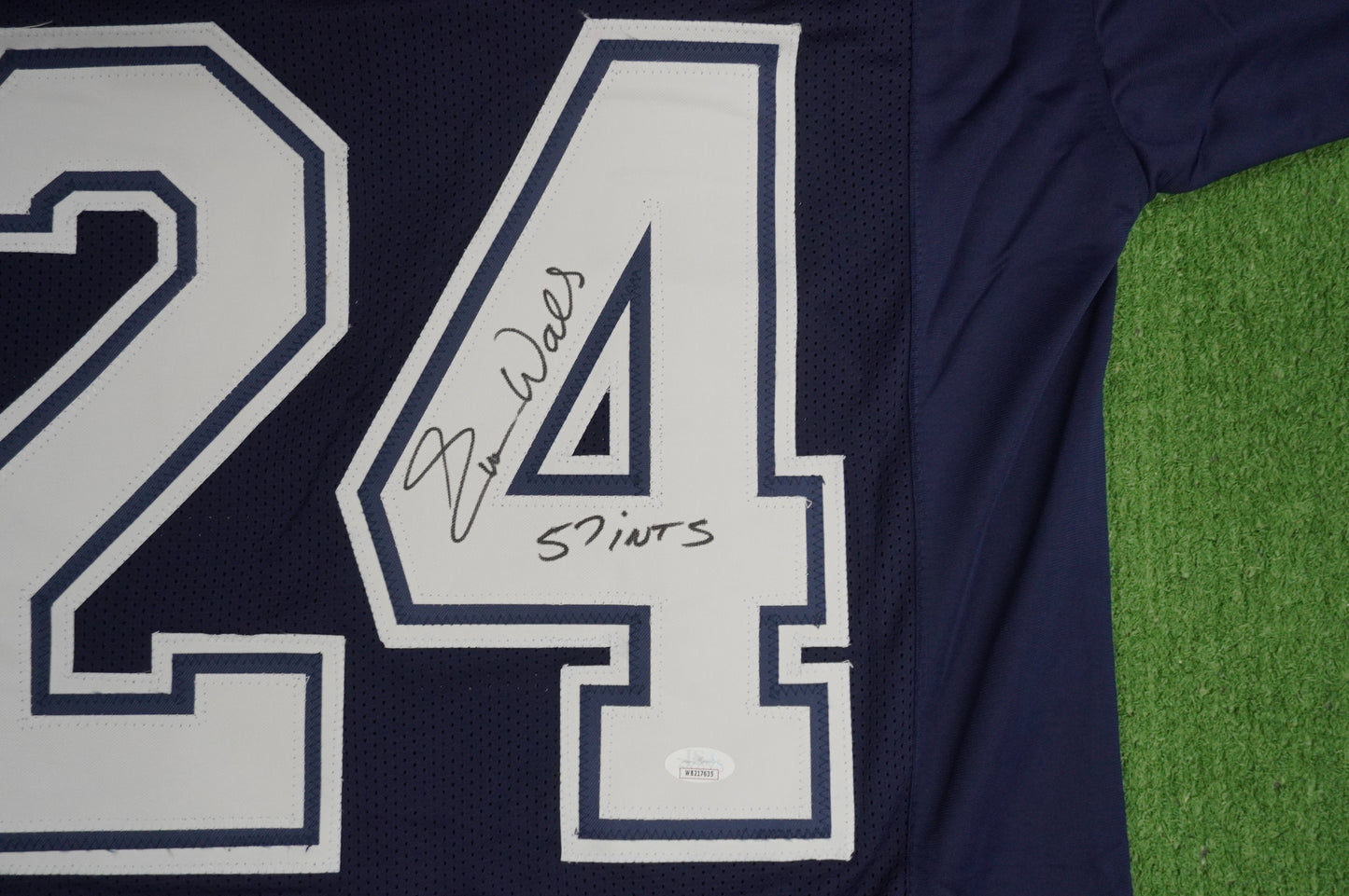 EVERSON WALLS DALLAS COWBOYS SIGNED BLUE JERSEY M Giants w/57 Ints JSA COA