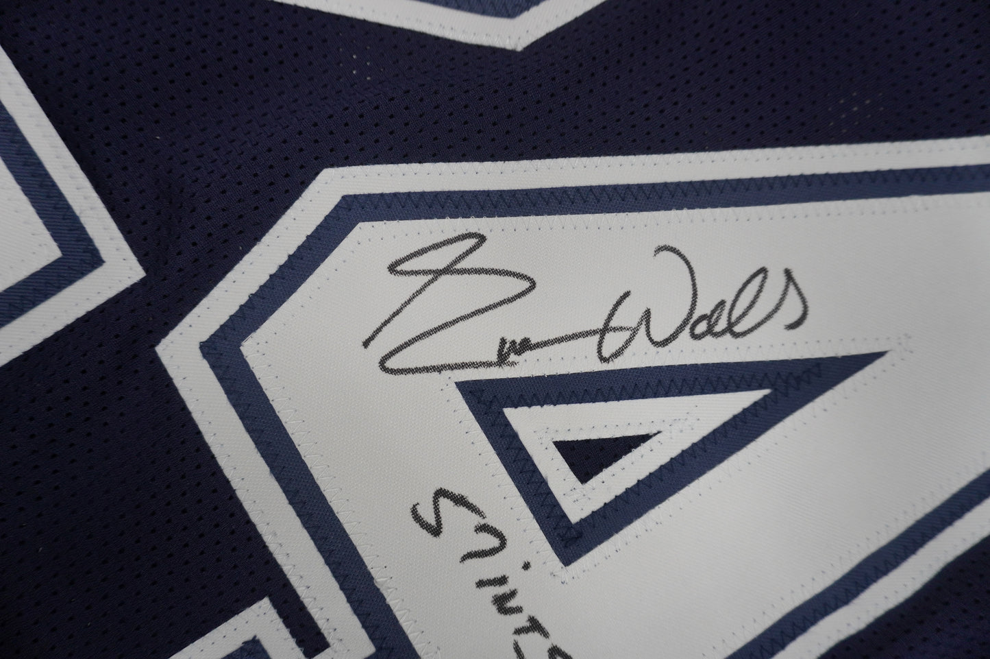 EVERSON WALLS DALLAS COWBOYS SIGNED BLUE JERSEY M Giants w/57 Ints JSA COA