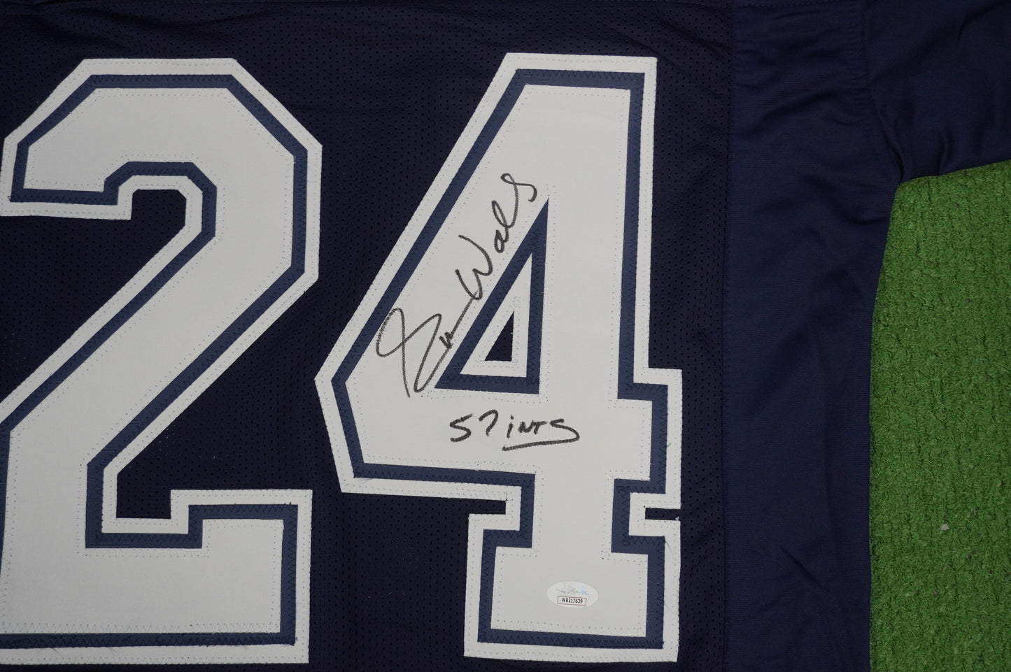 EVERSON WALLS DALLAS COWBOYS SIGNED BLUE JERSEY M Giants w/57 Ints JSA COA