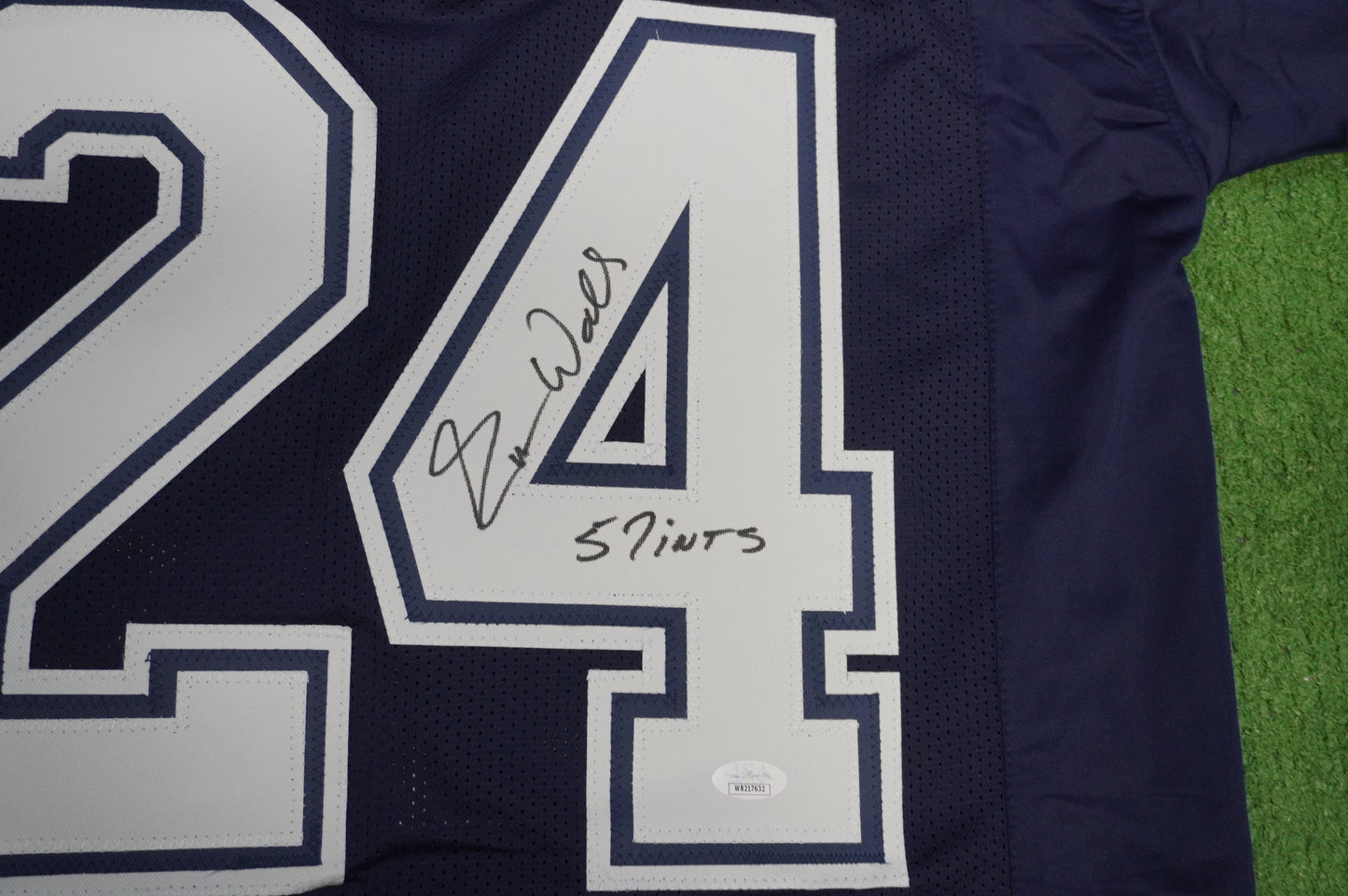 EVERSON WALLS DALLAS COWBOYS SIGNED BLUE JERSEY L Giants w/57 Ints JSA COA