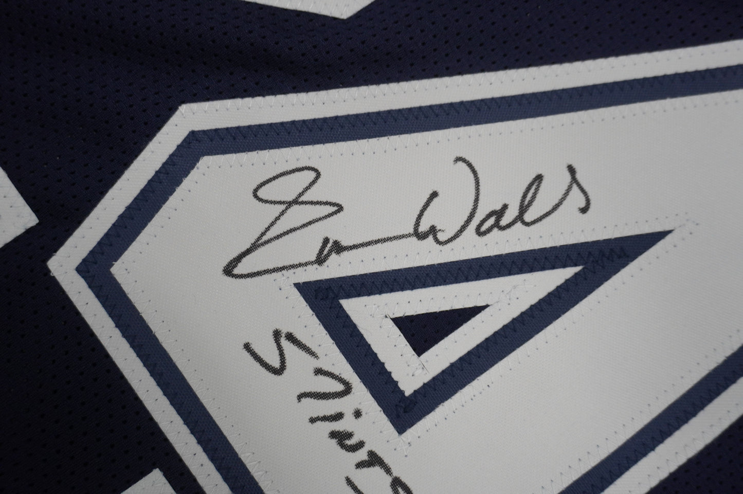 EVERSON WALLS DALLAS COWBOYS SIGNED BLUE JERSEY L Giants w/57 Ints JSA COA