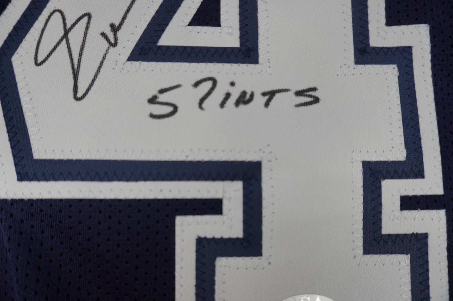 EVERSON WALLS DALLAS COWBOYS SIGNED BLUE JERSEY L Giants w/57 Ints JSA COA