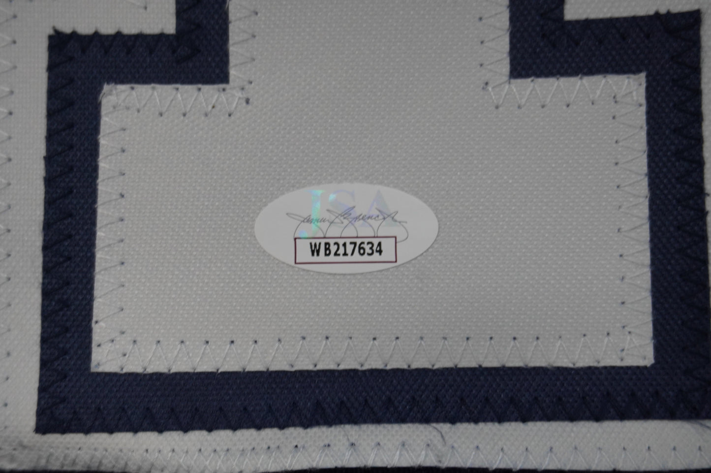 EVERSON WALLS DALLAS COWBOYS SIGNED BLUE JERSEY L Giants w/57 Ints JSA COA