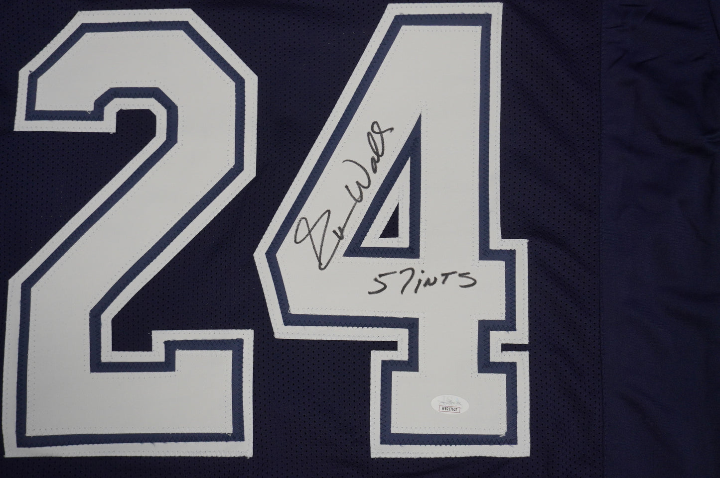 EVERSON WALLS DALLAS COWBOYS SIGNED BLUE JERSEY XL Giants w/57 Ints JSA COA