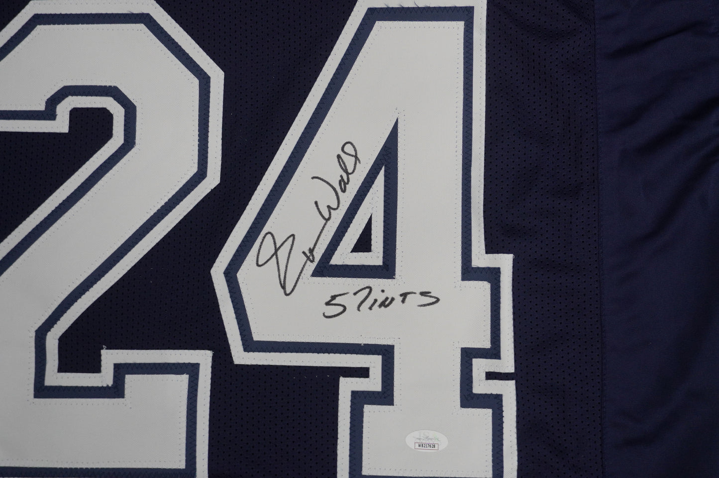 EVERSON WALLS DALLAS COWBOYS SIGNED BLUE JERSEY XL Giants w/57 Ints JSA COA