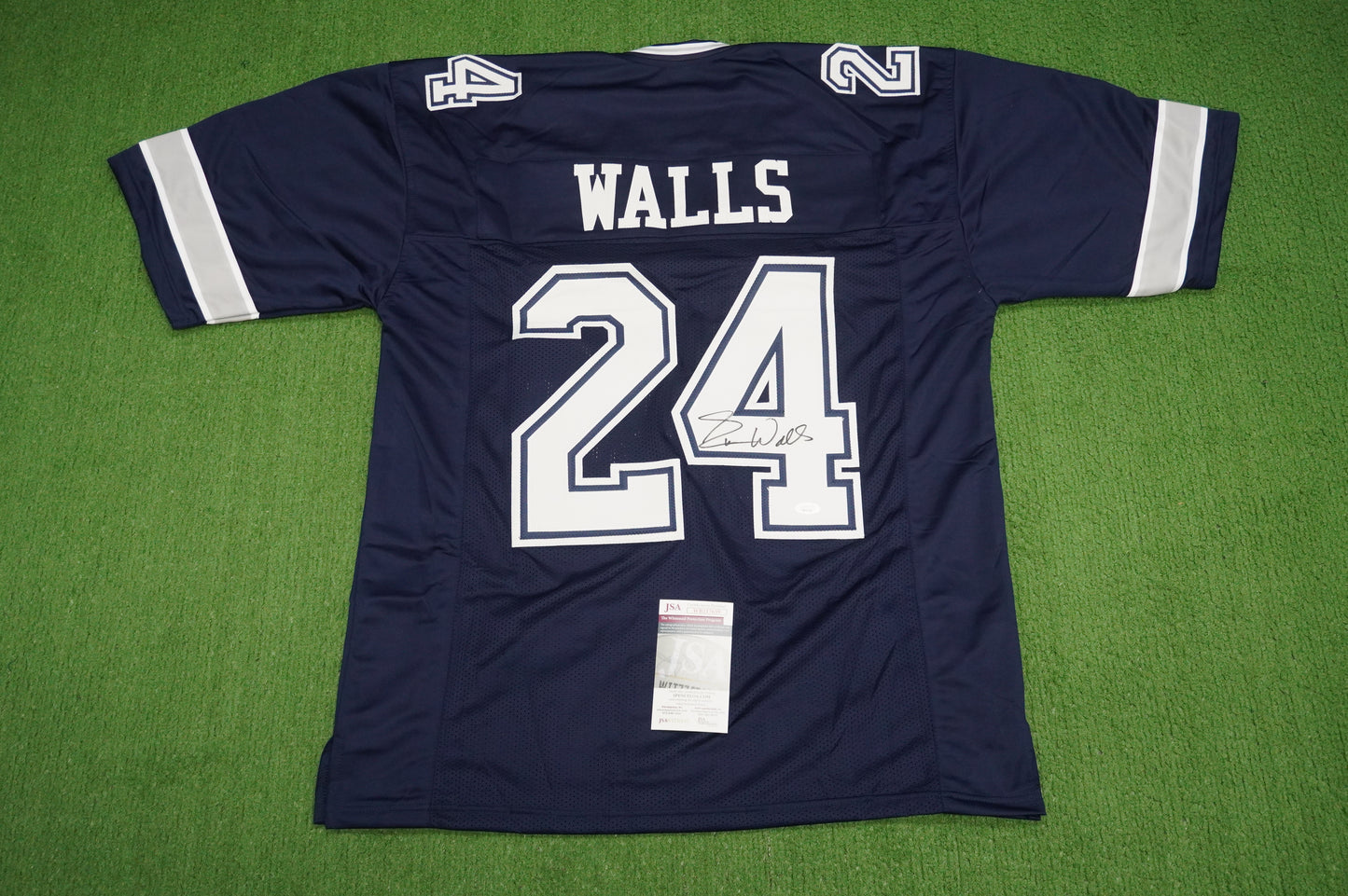 EVERSON WALLS DALLAS COWBOYS SIGNED BLUE JERSEY XL Giants JSA COA