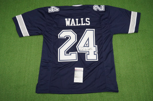 EVERSON WALLS DALLAS COWBOYS SIGNED BLUE JERSEY XL Giants JSA COA