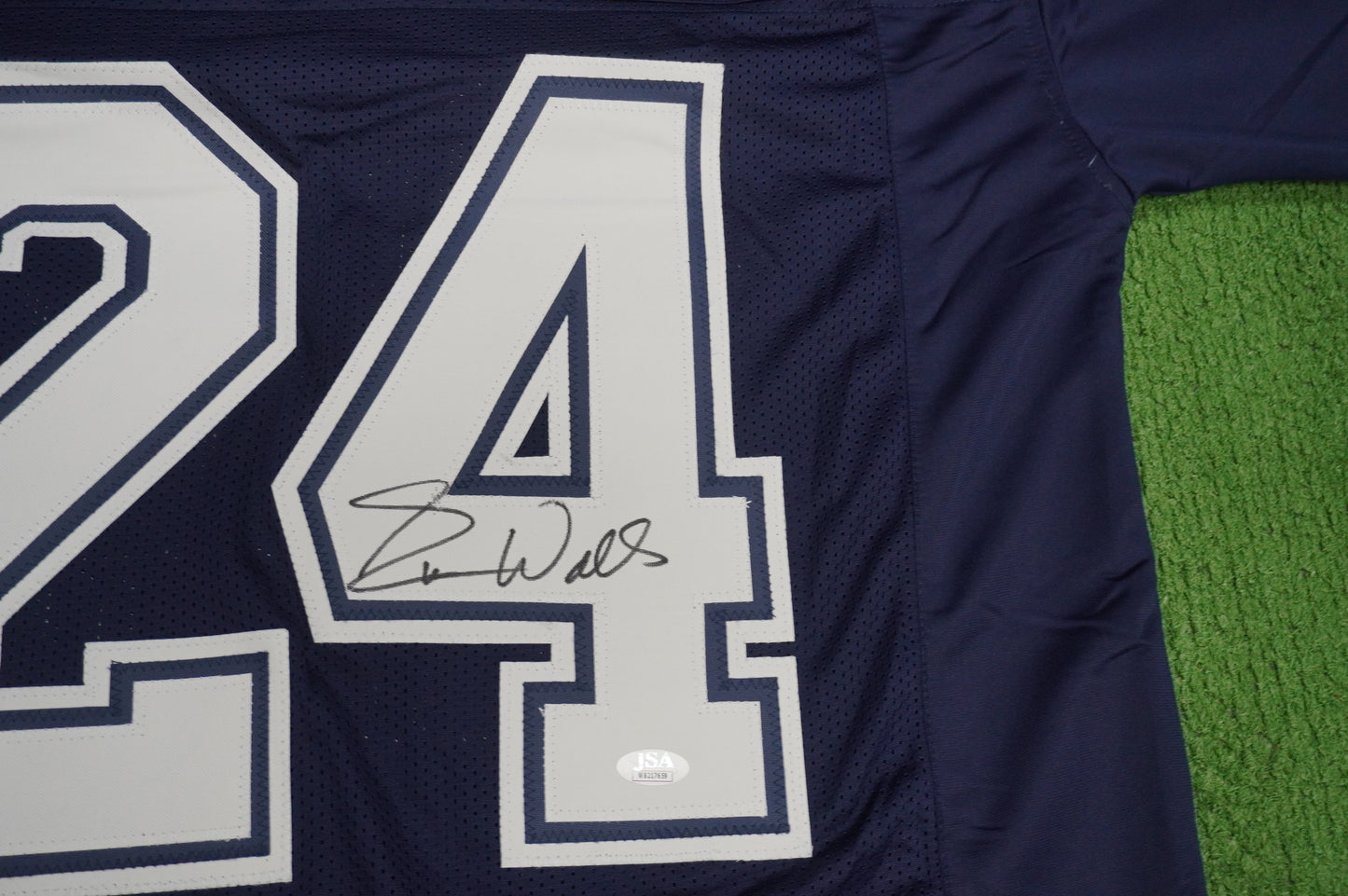 EVERSON WALLS DALLAS COWBOYS SIGNED BLUE JERSEY XL Giants JSA COA
