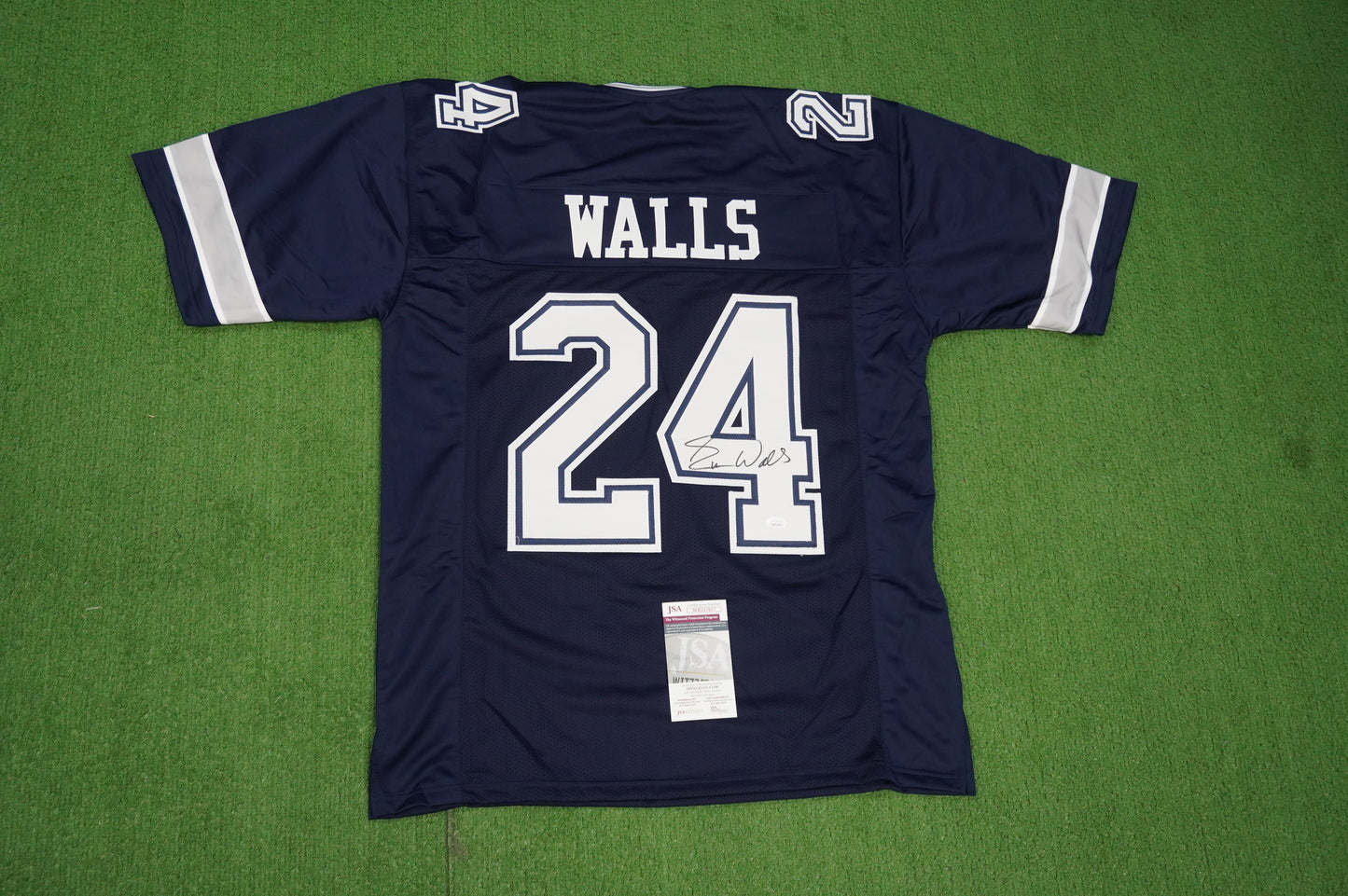 EVERSON WALLS DALLAS COWBOYS SIGNED BLUE JERSEY XL Giants JSA COA