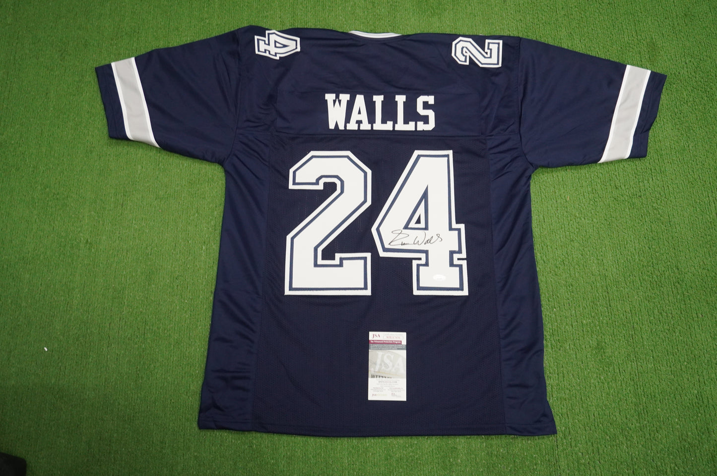 EVERSON WALLS DALLAS COWBOYS SIGNED BLUE JERSEY XL Giants JSA COA