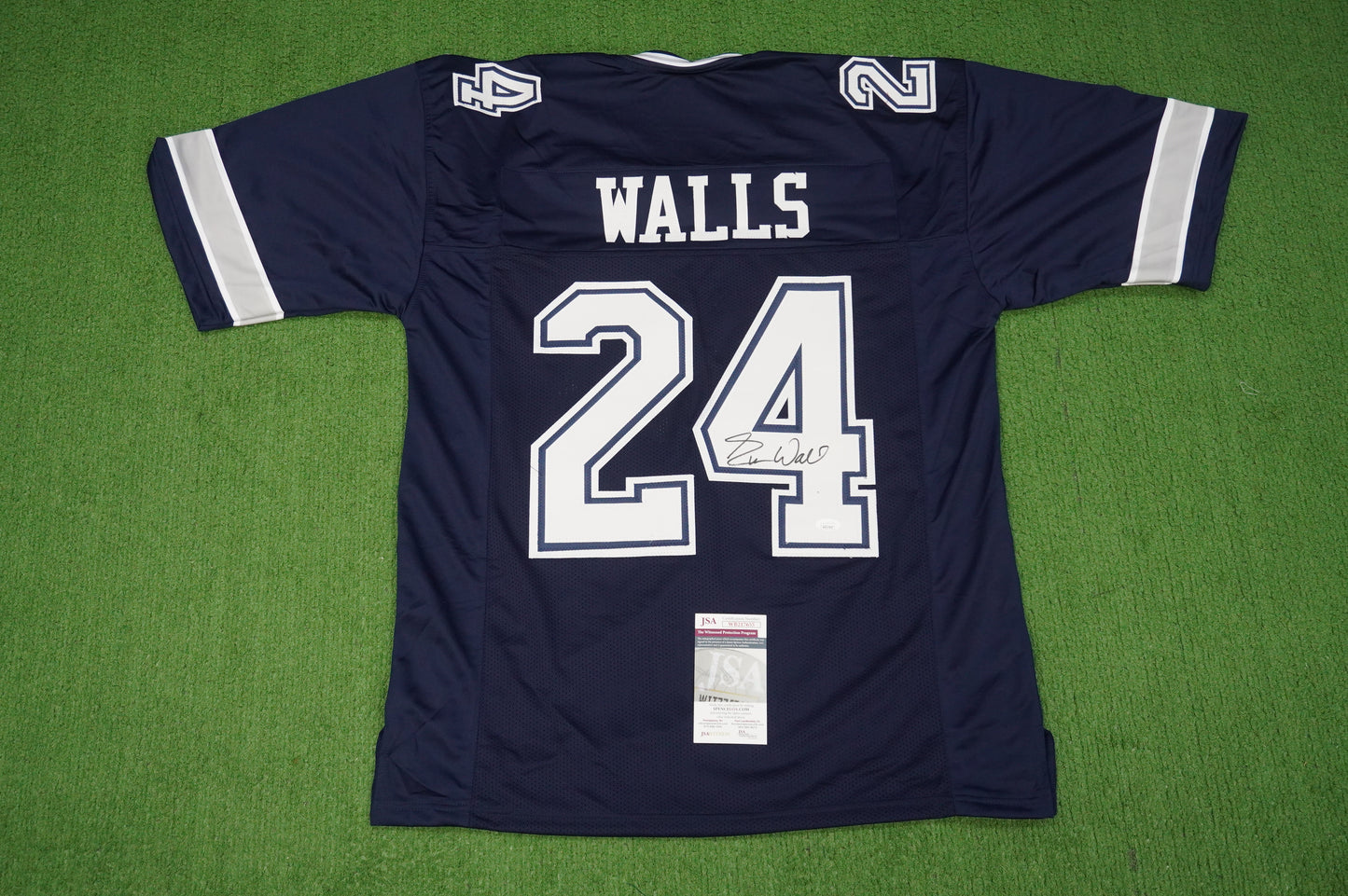 EVERSON WALLS DALLAS COWBOYS SIGNED BLUE JERSEY XL Giants JSA COA