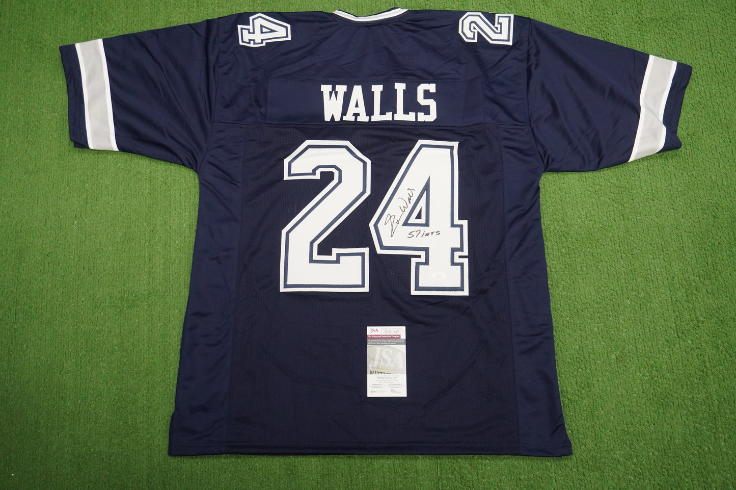 EVERSON WALLS DALLAS COWBOYS SIGNED BLUE JERSEY 3XL w/57 Ints Giants JSA COA