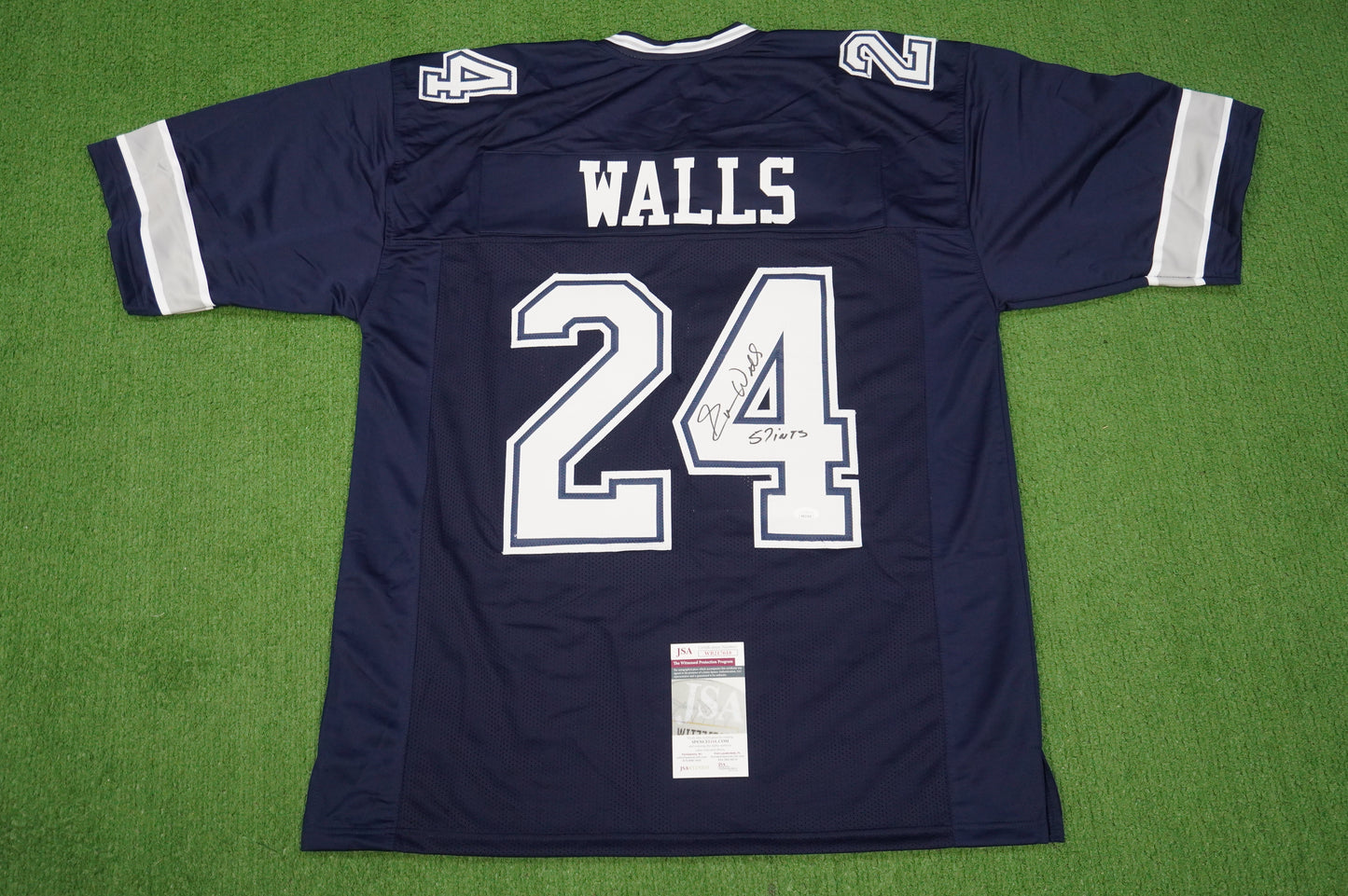 EVERSON WALLS DALLAS COWBOYS SIGNED BLUE JERSEY 3XL w/57 Ints Giants JSA COA