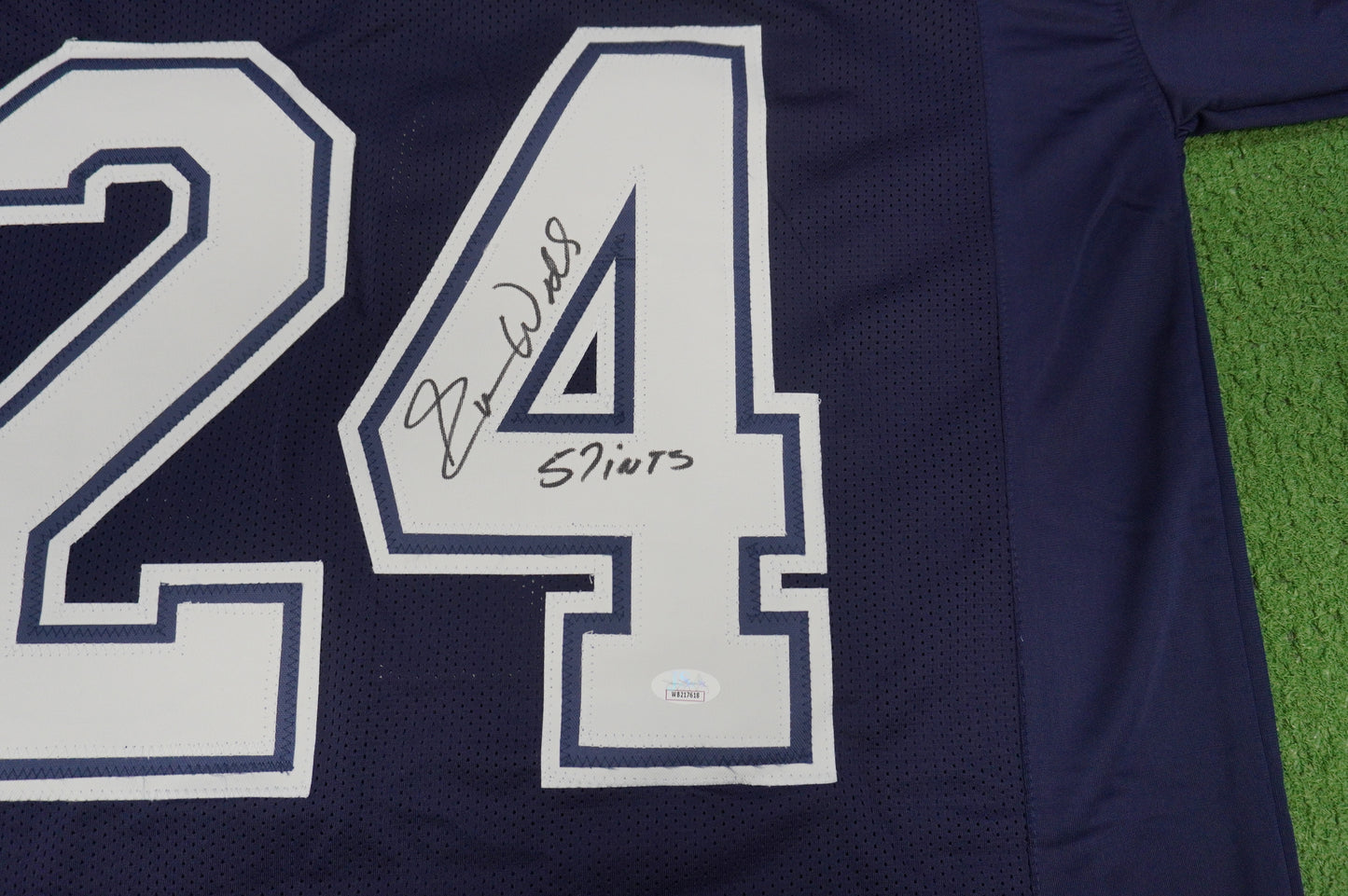 EVERSON WALLS DALLAS COWBOYS SIGNED BLUE JERSEY 3XL w/57 Ints Giants JSA COA