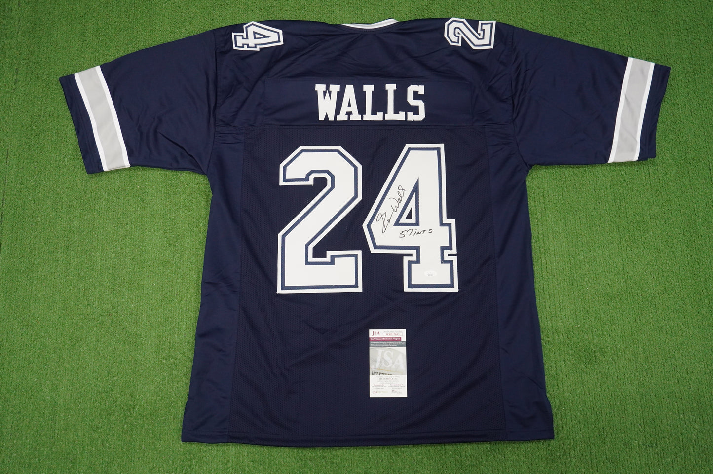 EVERSON WALLS DALLAS COWBOYS SIGNED BLUE JERSEY 3XL w/57 Ints Giants JSA COA