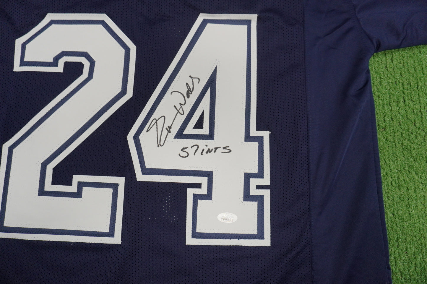 EVERSON WALLS DALLAS COWBOYS SIGNED BLUE JERSEY 2XL W/57 Ints Giants JSA COA