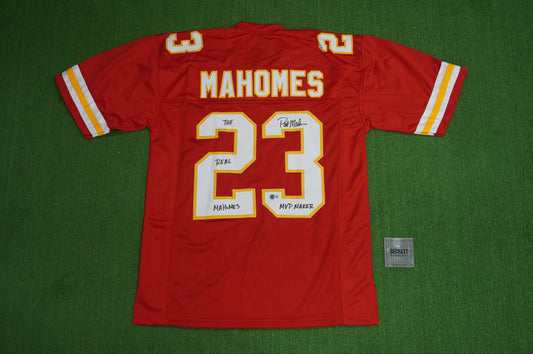 PAT PATRICK MAHOMES SR KANSAS CITY CHIEFS SIGNED JERSEY w/REAL MVPMAKER BAS