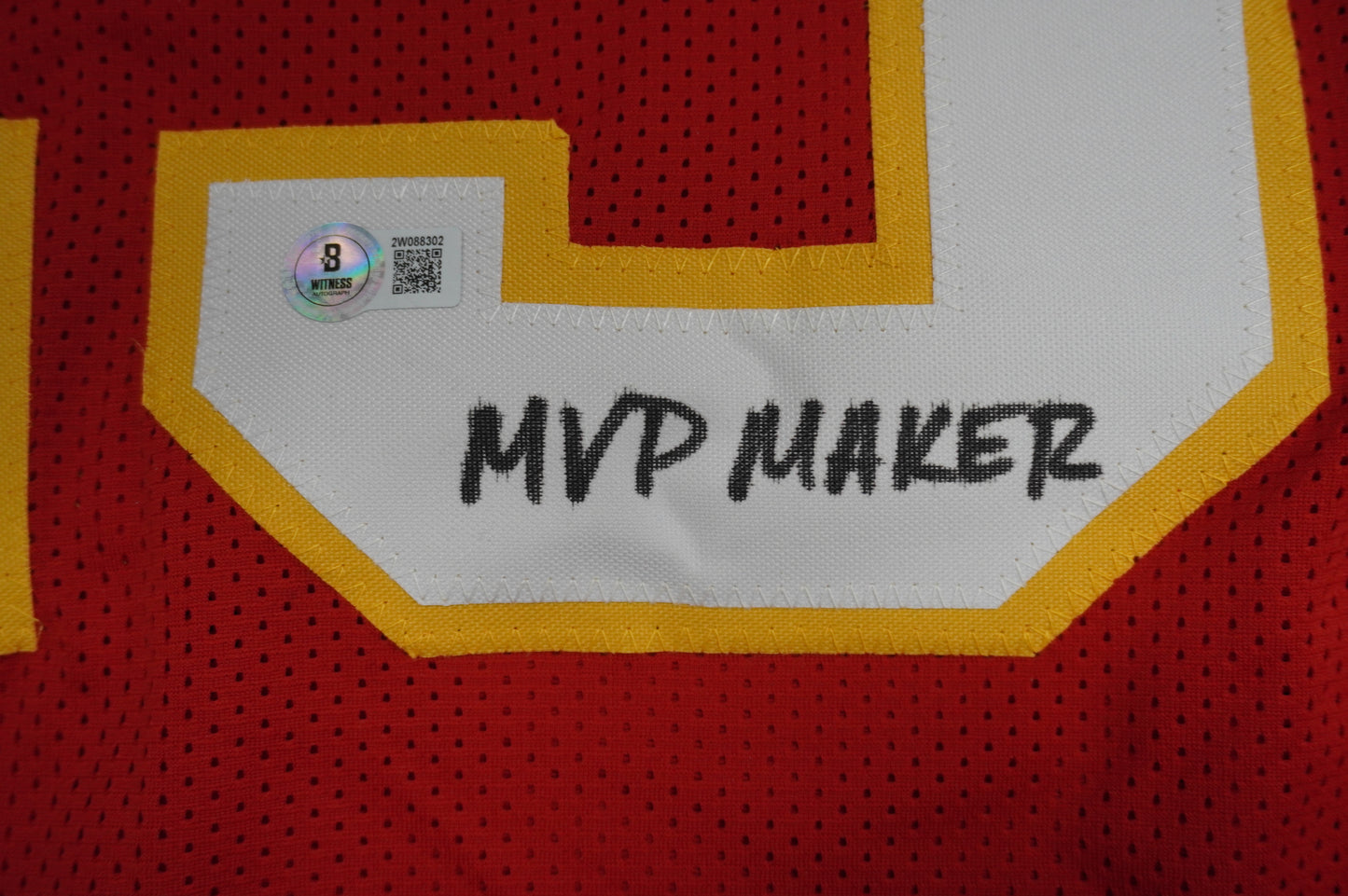 PAT PATRICK MAHOMES SR KANSAS CITY CHIEFS SIGNED JERSEY w/REAL MVPMAKER BAS